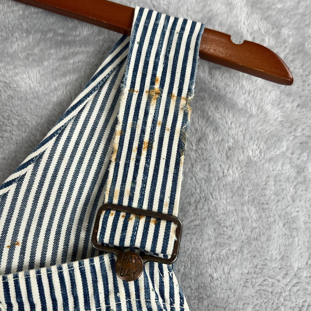 Vintage Penneys Pay Day Hickory Stripe Bib Overalls Sanforized Union Made XL 50s - Picture 14 of 16